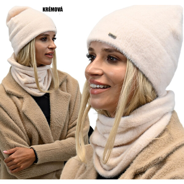 Fashionweek Exkluzívny alpakový zimný set čiapky a šál, pletený tunel 48752173