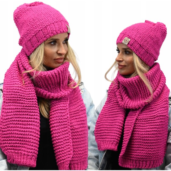 Fashionweek Zimná hrubá teplá dámska vlnená súprava - čiapka a dlhá 48752195