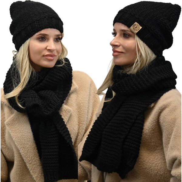 Fashionweek Zimná hrubá teplá dámska vlnená súprava - čiapka a dlhá 48752198