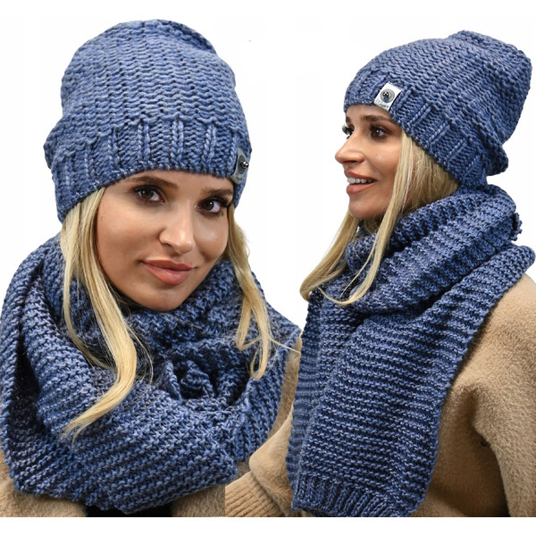 Fashionweek Zimná hrubá teplá dámska vlnená súprava - čiapka a dlhá 48752202