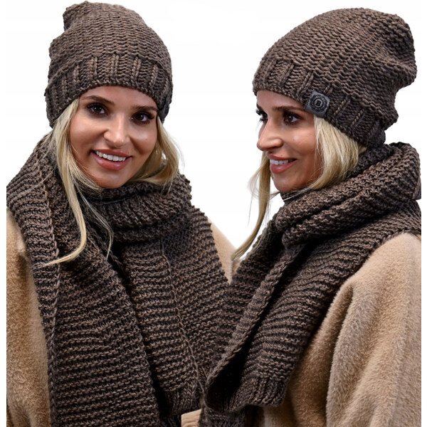 Fashionweek Zimná hrubá teplá dámska vlnená súprava - čiapka a dlhá 48752196