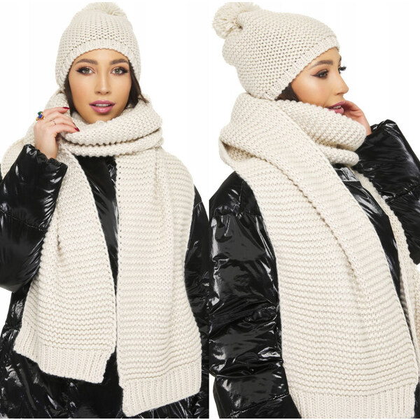 Fashionweek Zimná hrubá teplá dámska vlnená súprava - čiapka a dlhá 48752234