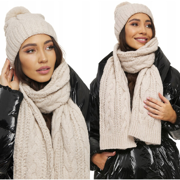 Fashionweek Dámska zimná teplá súprava čiapky a dlhá šatka KARR72 48753116