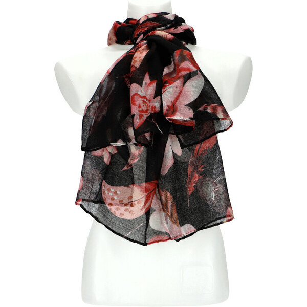 Cashmere Dámska letná farebná šatka v motíve kvetov 180x70 cm čierna 50762989