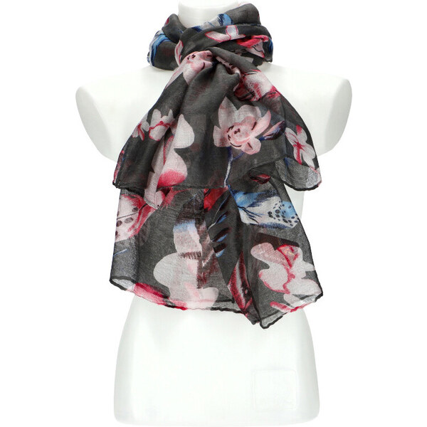 Cashmere Dámska letná farebná šatka v motíve kvetov 180x70 cm šedá 50762990