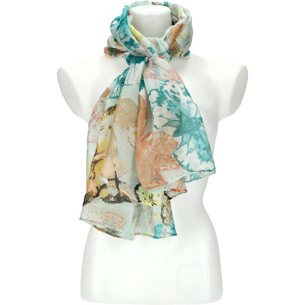 Cashmere Dámska letná farebná šatka v motíve motýľov 173x71 cm zelená 50762994