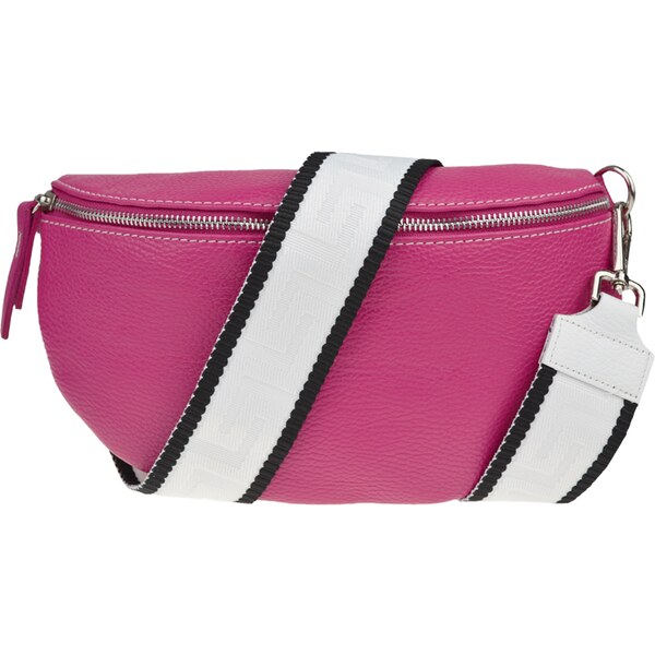 Ružová kožená talianska crossbody kabelka Reni Grande Fuxia s 50770115