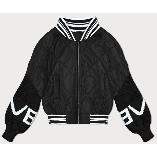 MADE IN ITALY Čierna dámska bunda bomber so svetrovými rukávmi (2439) 50768677