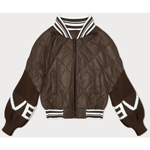 MADE IN ITALY Dámska hnedá bunda bomber so svetrovými rukávmi (2439) 50768678