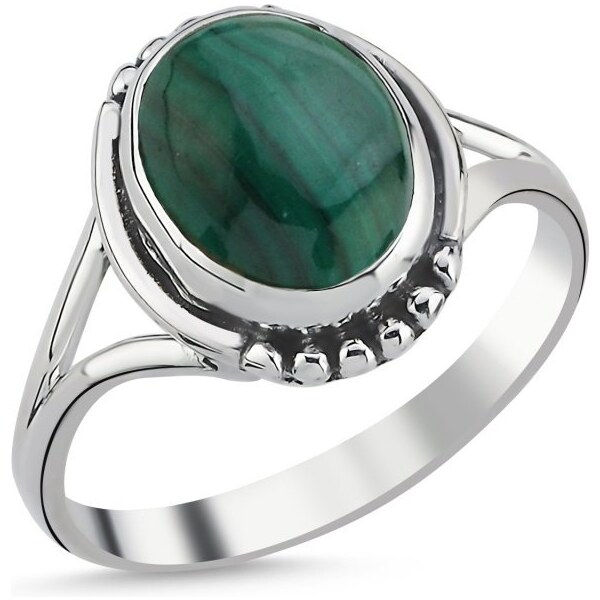 Olivie Strieborný prsteň MALACHIT 8475 50867749