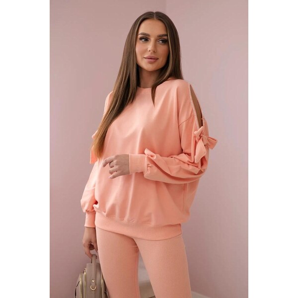 MladaModa Bavlnená súprava s legínami a mašľami na blúzke model 9801 50772406