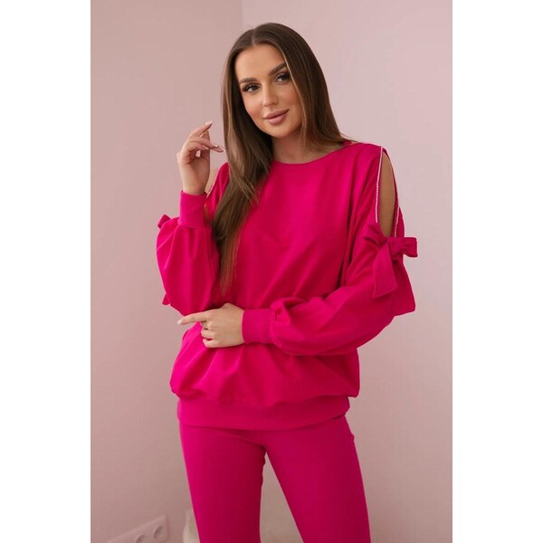 MladaModa Bavlnená súprava s legínami a mašľami na blúzke model 9801 50772410