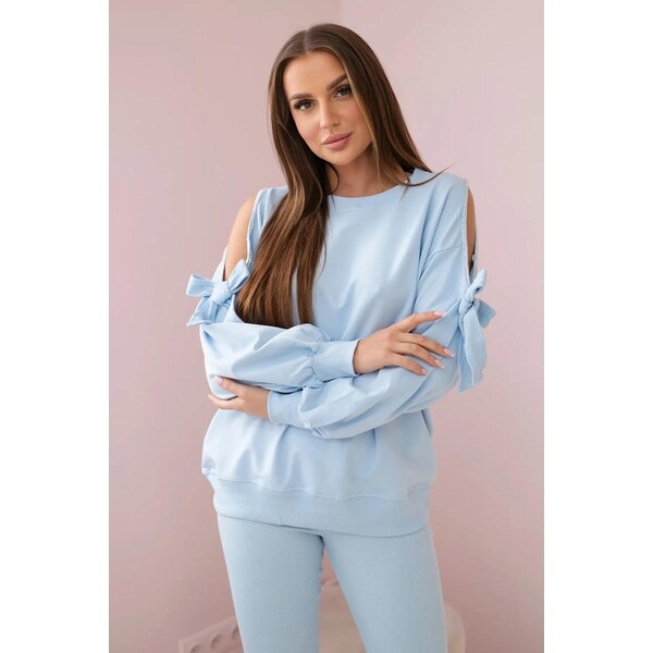 MladaModa Bavlnená súprava s legínami a mašľami na blúzke model 9801 50772411