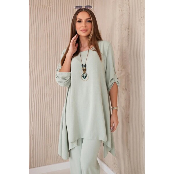 MladaModa 2-dielny komplet nohavíc a blúzky s príveskom model 1025A 50772477