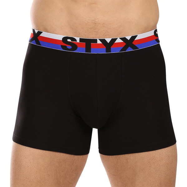 3PACK pánske boxerky Styx long športová guma čierne trikolóra (3U1960) 50775036