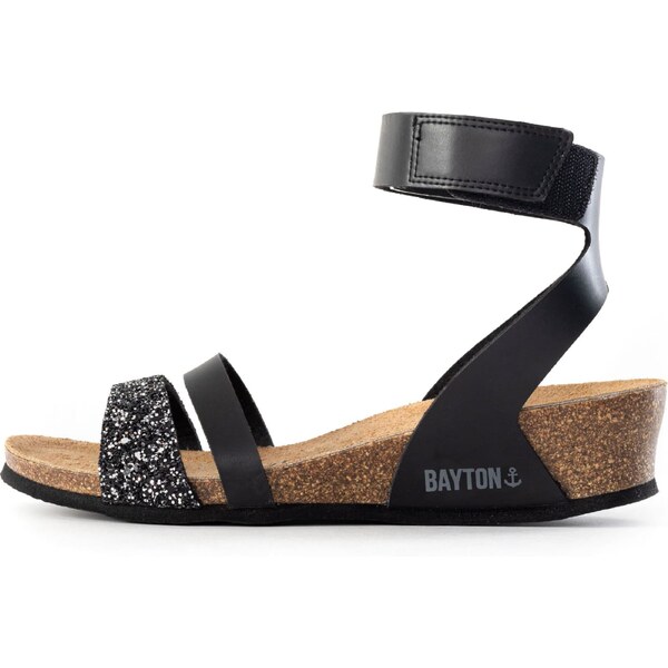 Bayton Sandále OTRANTE kamenná / čierna / strieborná 54302929