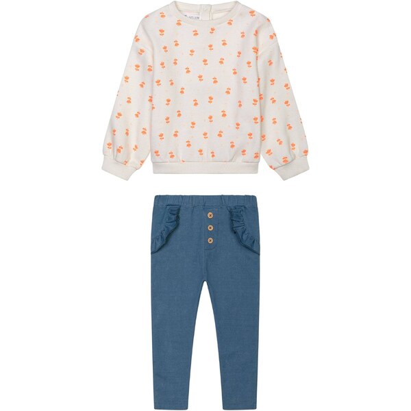 MINOTI Set krémová / modrá denim / mandarínková 54337225