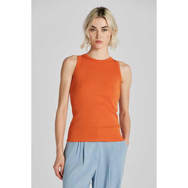 TOP GANT HIGH NECK RIB TANK TOP PUMPKIN ORANGE 50828308