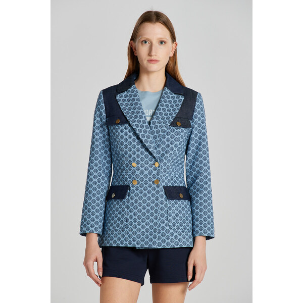 SAKO GANT SLIM MONOGRAM JACQUARD BLAZER SALTY SEA 50828380