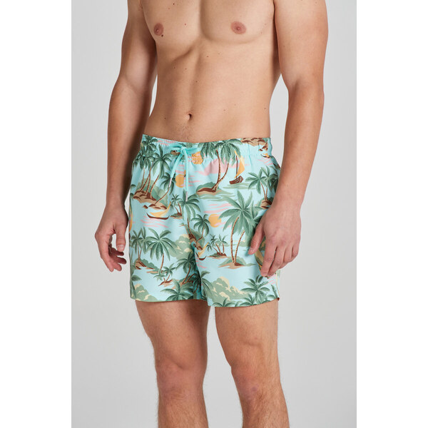 PLAVKY GANT HAWAII PRINT SWIM SHORTS TURQUOISE MIST 50828393