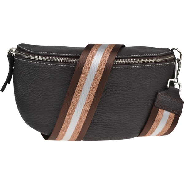 Cafe kožená talianska crossbody kabelka Reni Grande Cafe s prídavným 50860645