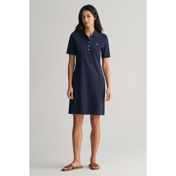 ŠATY GANT SLIM SHIELD SS PIQUE POLO DRESS EVENING BLUE 49311214