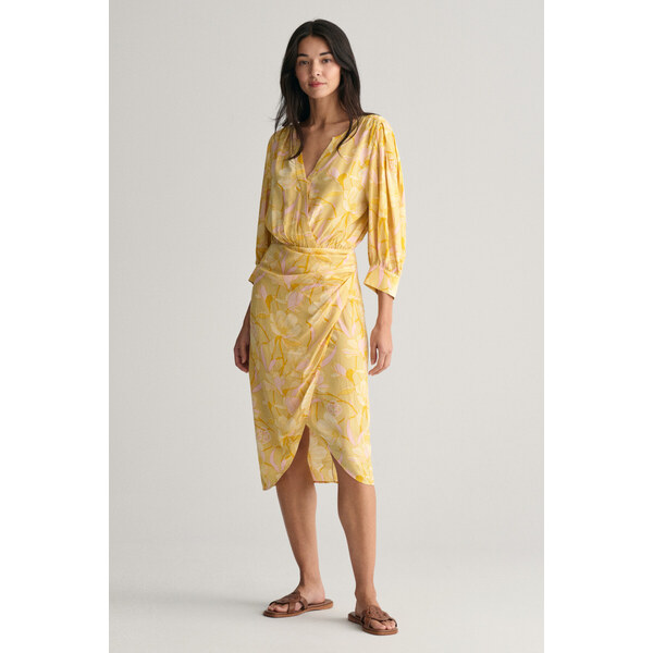 ŠATY GANT REG MAGNOLIA PRINT WRAP DRESS DUSTY YELLOW 50156120