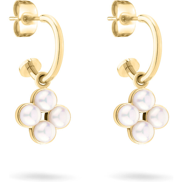 Tamaris Elegantné pozlátené okrúhle náušnice 2v1 Flower Pearl TJ-0521 66590609