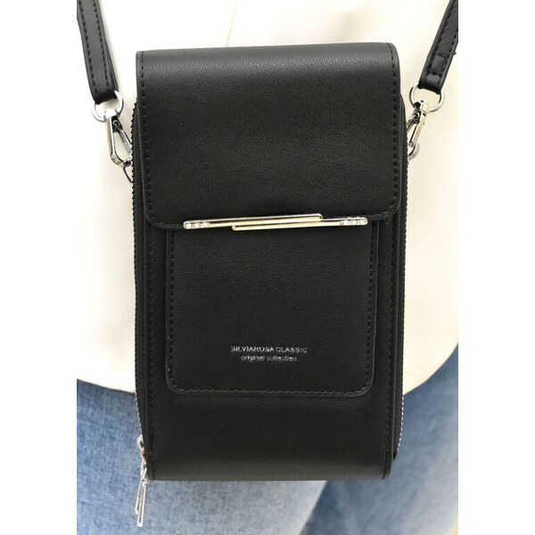 JOHN-C Dámska čierna kabelka na telefón/peňaženka s popruhom crossbody 50892128