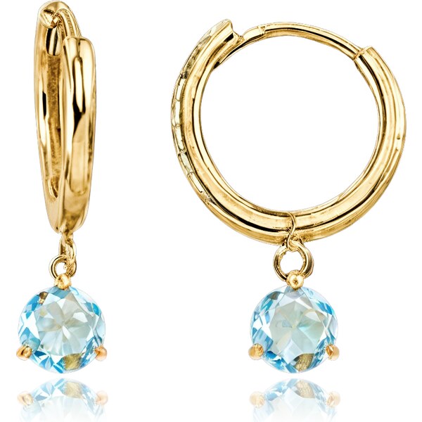 OLIVIE MINET Zlaté náušnice kroužky s modrým kamínkem Au 585/1000 65013911