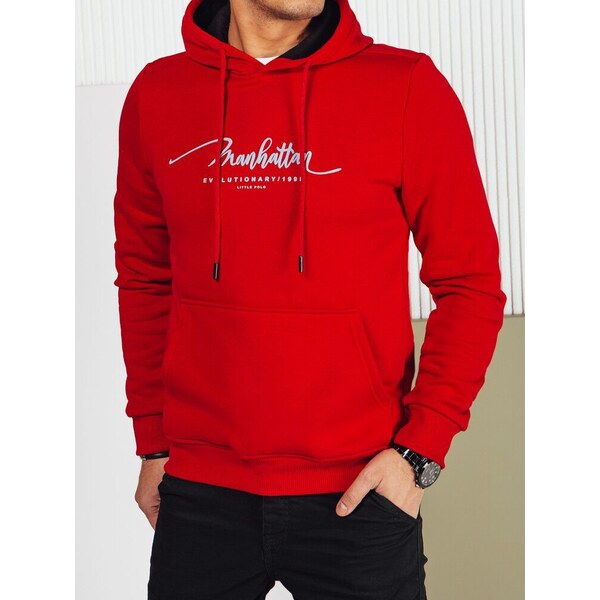 Dstreet Módna červená mikina s nápisom Manhattan 50897481