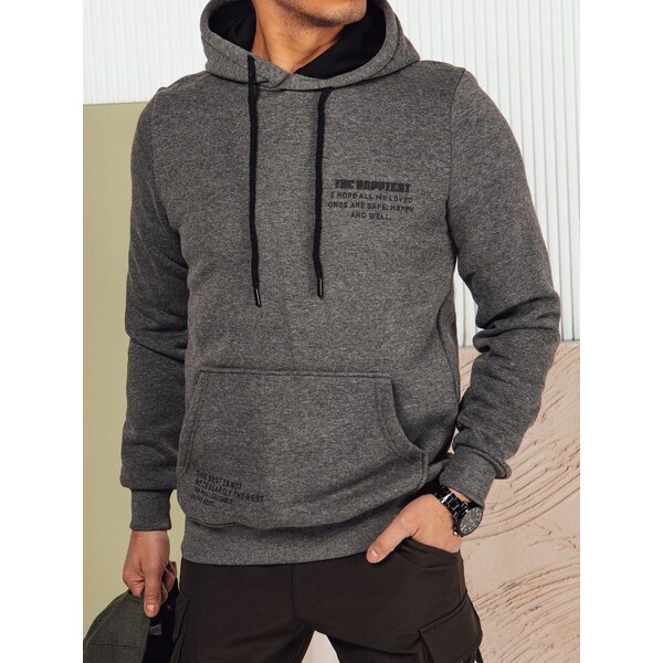 Dstreet Atraktívna antracitová mikina s popisom 50897477