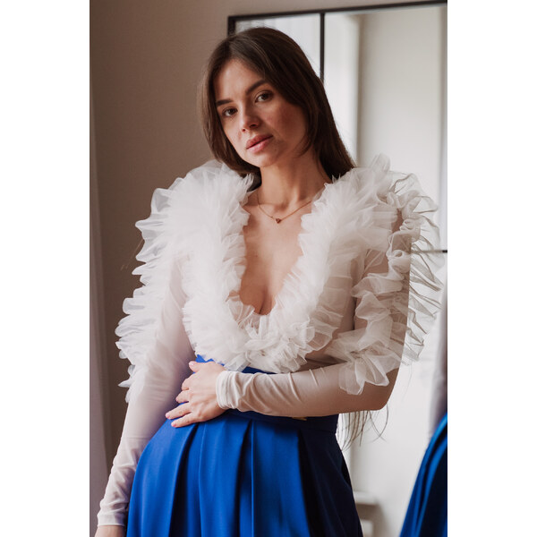 miadresses.sk Smotanové tylové body s nariaseným lemom 49302474