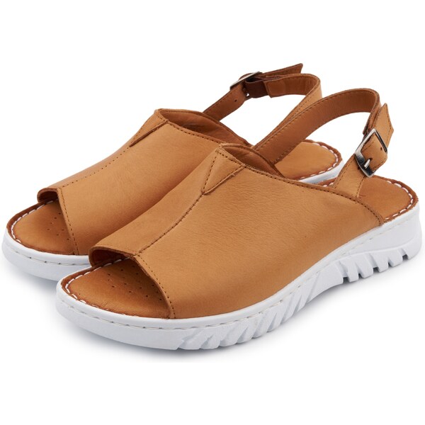 Vlnka Dámske kožené sandále na kline Aneta hnedá veľkosti obuvi - 52495853