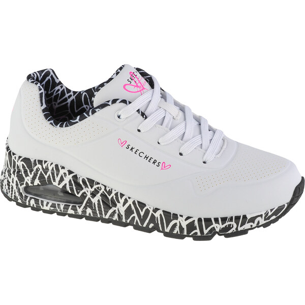 Bielo-čierne dámske tenisky Skechers Uno - Loving Love 155506-WBK 52671546
