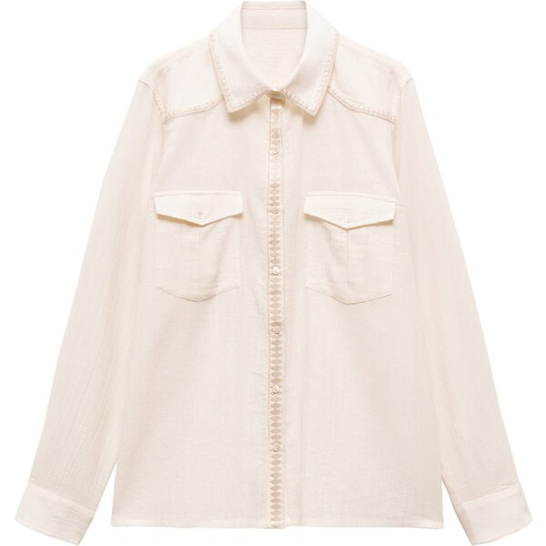 MANGO Blúzka Bonnie šedobiela 54318439