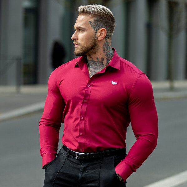 Strečová košeľa Iron Aesthetics Slim Stretch, bordová 51002792