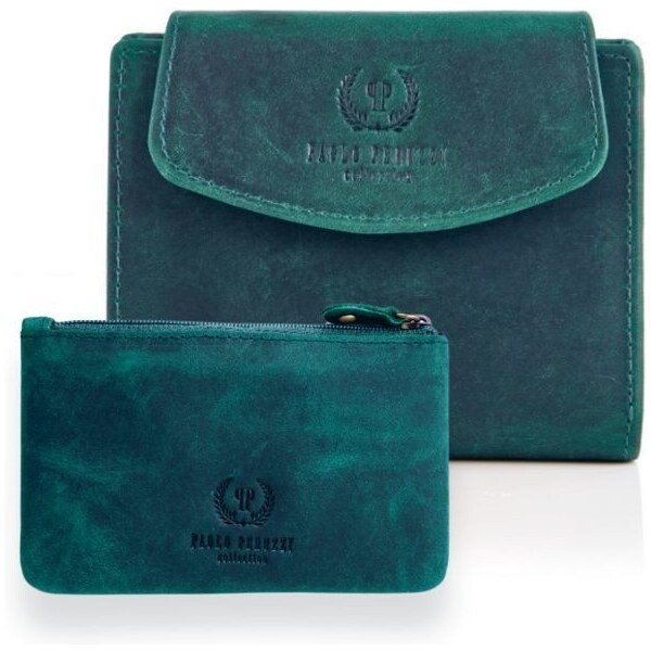 Paolo Peruzzi Dámska kožená peňaženka a kľúčenka | zelená ZUP-40-GR 37080591