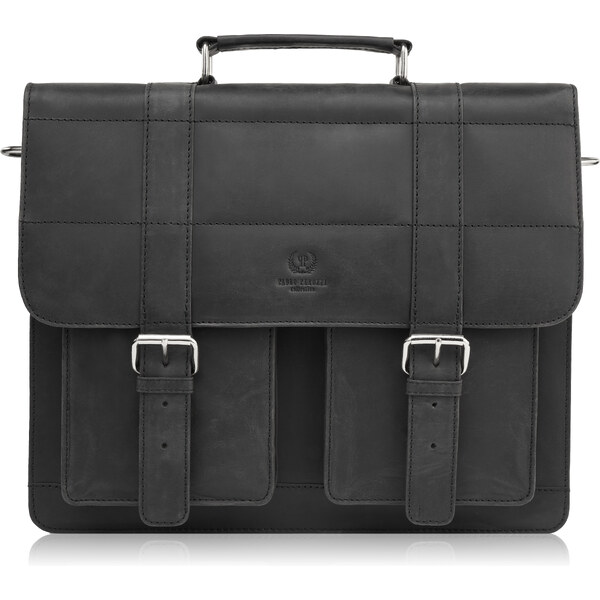 PAOLO PERUZZI Pánska kožená taška Vintage T-100-HBL | čierna T-100-HBL 51024564