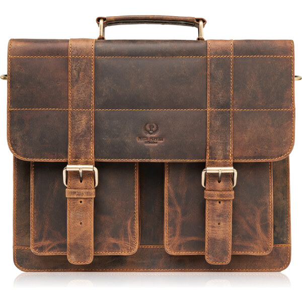 PAOLO PERUZZI Pánska kožená taška Vintage T-100-HBR | hnedá T-100-HBR 51024565