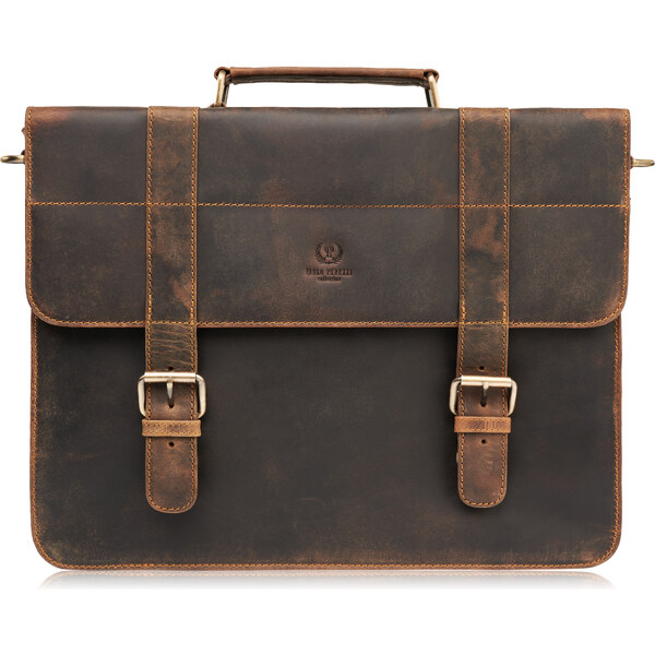 PAOLO PERUZZI Pánska kožená taška Vintage T-99-HBR | hnedá T-99-HBR 51029631