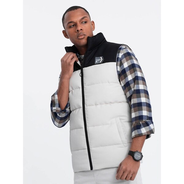 Ombre Clothing Štýlová krémová prešívaná vesta V1 JAVJ-0161 51051994