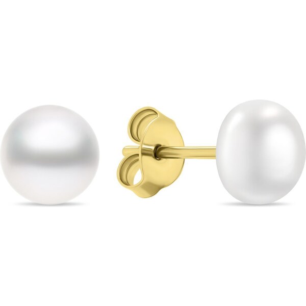 Brilio Silver Pôvabné pozlátené náušnice kôstky s pravými perlami 66578329