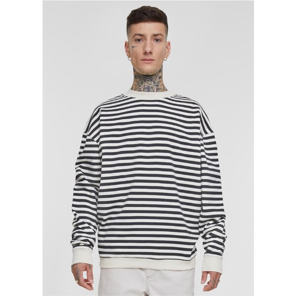 Urban Classics Mens Striped Crewneck Sweatshirt White - Sand/Black 51094419