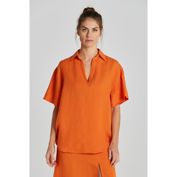 KOŠEĽA GANT REL LINEN POPOVER SS SHIRT PUMPKIN ORANGE 51108364