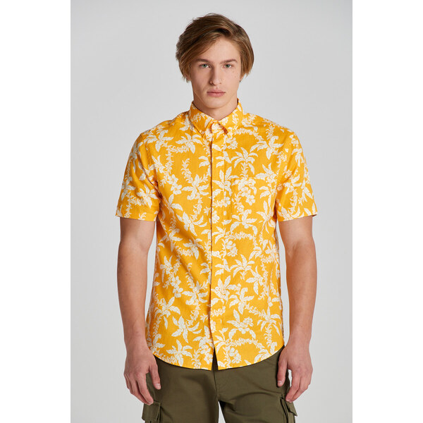 KOŠEĽA GANT REG COTTON LINEN PALM SS SHIRT MEDAL YELLOW 51108376