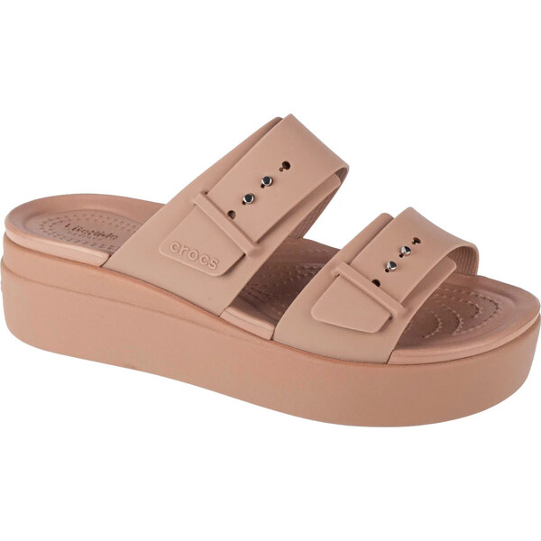 Hnedé nazuváky na platforme Crocs Brooklyn Low Wedge Sandal 207431-2Q9 52672073