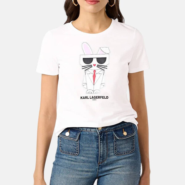 Dámské bílé triko Karl Lagerfeld 55787 51146692