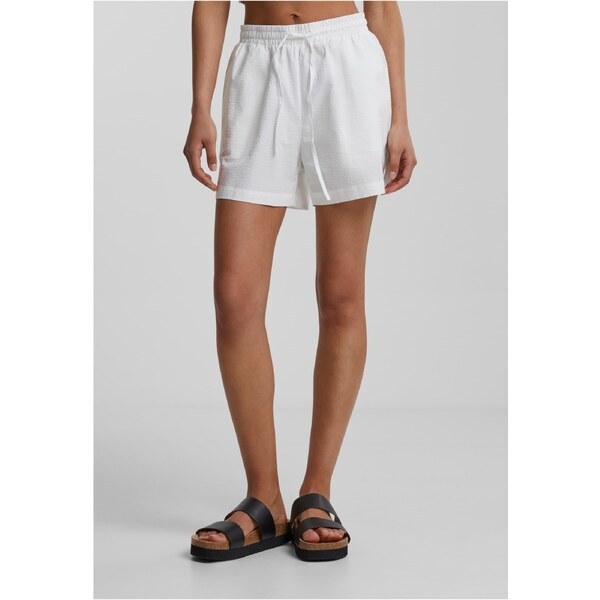 Urban Classics Womens Seersucker Shorts - White 50645955