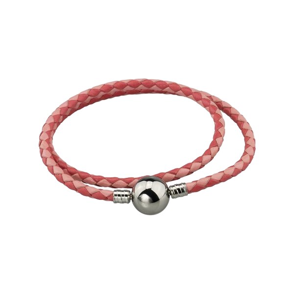 Lindas Jewelry Kožený náramok Dvojitý Ružový Chirurgická oceľ INR088 26768219